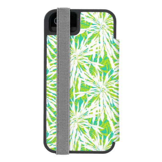Tropisch palmlederen patroon incipio iPhone portemonnee hoesje (Agenda Achterkant)