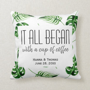 Tropisch palmlef-bestemmingshuwelijk kussen