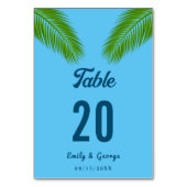Tropisch palmlef blauw kuststrand bruiloft marine kaart (Achterkant)