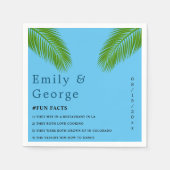 Tropisch palmlef blauw kuststrand bruiloft marine servet (Voorkant)