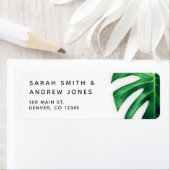 Tropisch palmlef minimalistisch adreslabel etiket (Insitu)