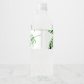Tropisch palmlef op geboortedag waterflesetiket waterfles etiket (Achterkant)