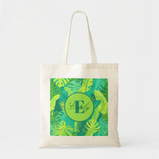 Tropisch palmmonogram Canvas tas