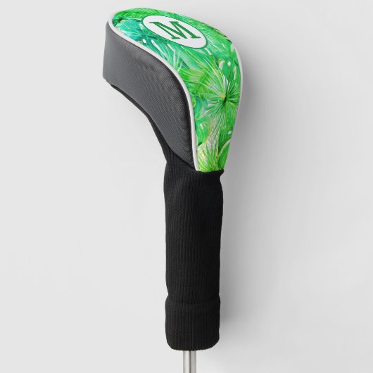 Tropisch palmmonogram Waterverf Golfheadcover (Schuin)