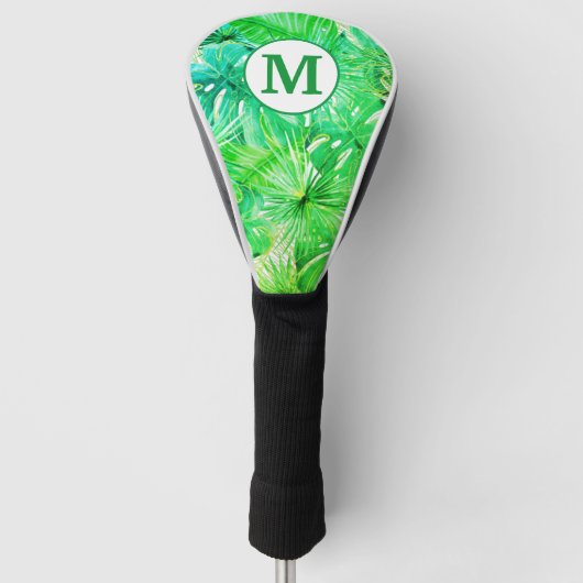 Tropisch palmmonogram Waterverf Golfheadcover (Voorkant)
