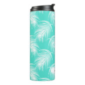 Tropisch palmpatroon met aangepast monogram thermosbeker (Gedraaid links)