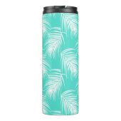 Tropisch palmpatroon met aangepast monogram thermosbeker (Achterkant)