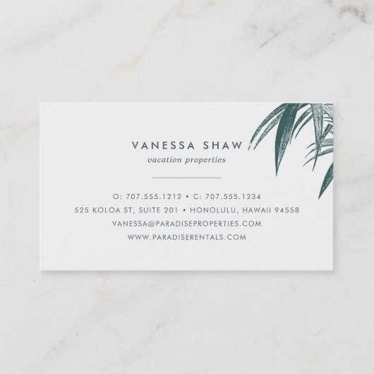 Tropisch palmrond colorblok visitekaartje (Achterkant)