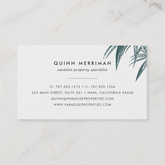 Tropisch palmrond visitekaartje (Achterkant)