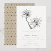 Tropisch Palms Black White Sketch Verloving Kaart (Voorkant / Achterkant)