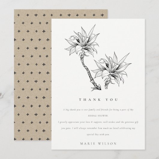 Tropisch Palms Black White Sketch Vrijgezellenfees Bedankkaart (Voorkant / Achterkant)