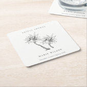 Tropisch Palms Black White Sketch Vrijgezellenfees Kartonnen Onderzetters (Schuin)