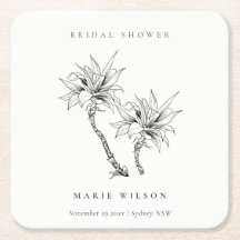 Tropisch Palms Black White Sketch Vrijgezellenfees