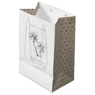 Tropisch Palms Black White Sketch Vrijgezellenfees Medium Cadeauzakje