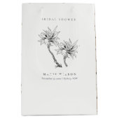 Tropisch Palms Black White Sketch Vrijgezellenfees Medium Cadeauzakje (Voorkant)