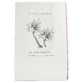Tropisch Palms Black White Sketch Vrijgezellenfees Medium Cadeauzakje (Achterkant)