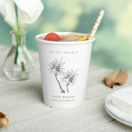 Tropisch Palms Black White Sketch Vrijgezellenfees Papieren Bekers