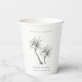 Tropisch Palms Black White Sketch Vrijgezellenfees Papieren Bekers (Achterkant)