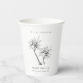 Tropisch Palms Black White Sketch Vrijgezellenfees Papieren Bekers (Voorkant)