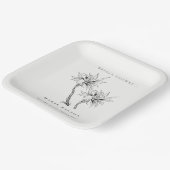 Tropisch Palms Black White Sketch Vrijgezellenfees Papieren Bordje (Gebogen)