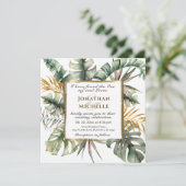 Tropisch Palms Gold Lijst Christelijk huwelijk Kaart (Staand voorkant)