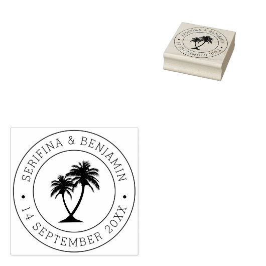 Tropisch palmstrand bruiloft Aangepaste paspoortst Rubberstempel (Gestempeld)