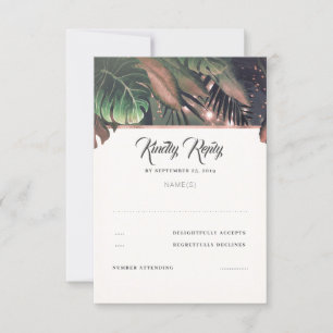 Tropisch palmstrand bruiloft RSVP Kaartje