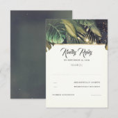 Tropisch palmstrand bruiloft RSVP Kaartje (Voorkant / Achterkant)