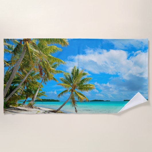Tropisch palmstrand in de Stille Oceaan Strandlaken (Voorkant)