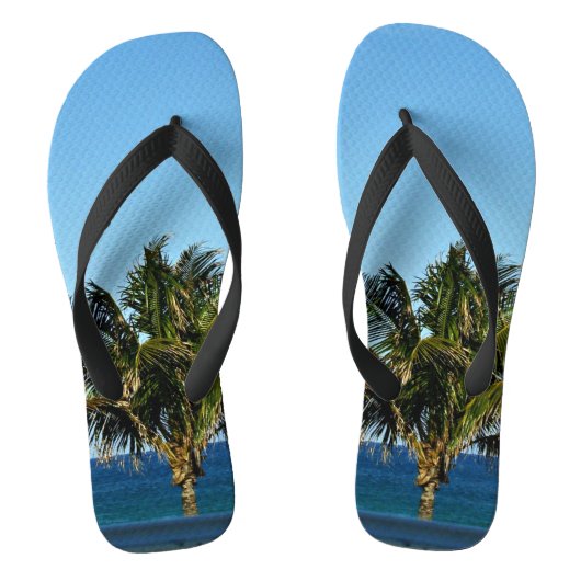 Tropisch Palmstrand Ontsnappings Patroonontwerp Teenslippers (Voetbed)