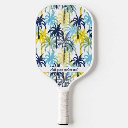 Tropisch palmstructuurpatroon Aangepaste tekstnaam Pickleball Paddle (Achterkant)
