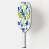 Tropisch palmstructuurpatroon Aangepaste tekstnaam Pickleball Paddle (Links)