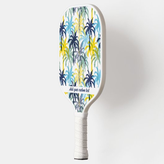 Tropisch palmstructuurpatroon Aangepaste tekstnaam Pickleball Paddle (Links)