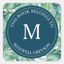 Tropisch palmverlof terug naar schoolboekje vierkante sticker