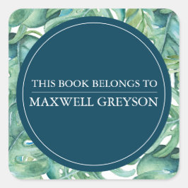 Tropisch palmverlof terug naar schoolboekje vierkante sticker