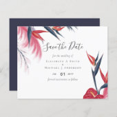 Tropisch Pampagras Navy Bes Trouwfeest (Voorkant / Achterkant)