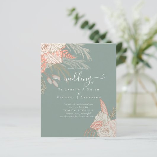 Tropisch Pampagras Terracotta Bruiloft (Staand voorkant)