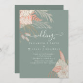 Tropisch Pampas Gras Terracotta Bruiloft Kaart (Voorkant / Achterkant)