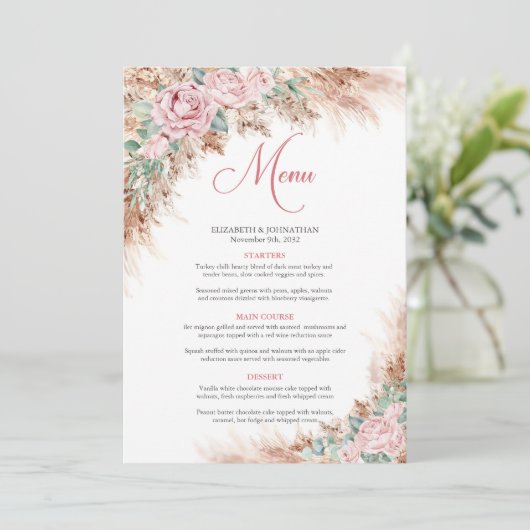 Tropisch pampasgras en blos en groen menu (Staand voorkant)