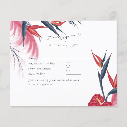 Tropisch Pampasgras Navy Bes Bruiloft (Voorkant)