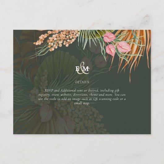 Tropisch Pampasgras Terracotta Bruiloft Briefkaart (Achterkant)