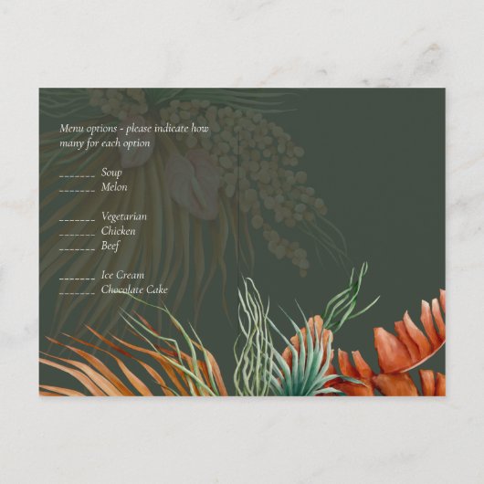 Tropisch Pampasgras Terracotta Bruiloft Briefkaart (Achterkant)