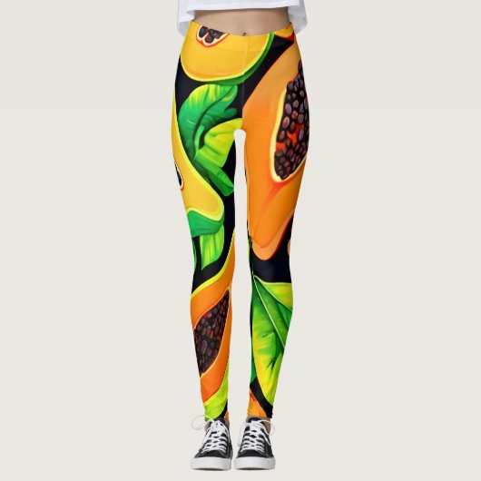 tropisch papaya paradijs leggings (Voorkant)