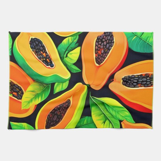 tropisch papaya paradijs theedoek (Horizontaal)