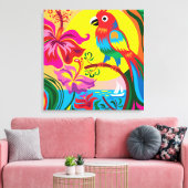 Tropisch papegaaienparadijs canvas afdruk (Insitu (Woonkamer))