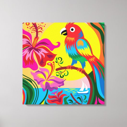 Tropisch papegaaienparadijs canvas afdruk (Voorkant)
