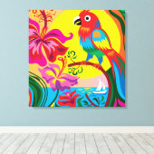 Tropisch papegaaienparadijs canvas afdruk (Insitu (Houten vloer))