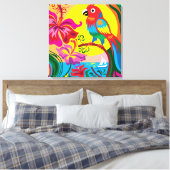 Tropisch papegaaienparadijs canvas afdruk (Insitu (Slaapkamer))