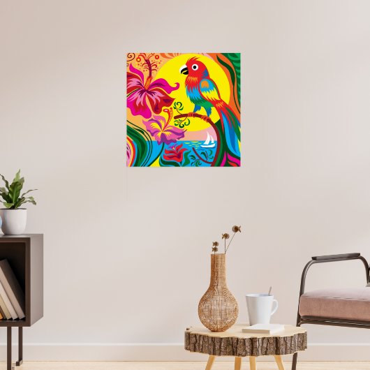 Tropisch Papegaaienparadijs Poster (Woonkamer 3)