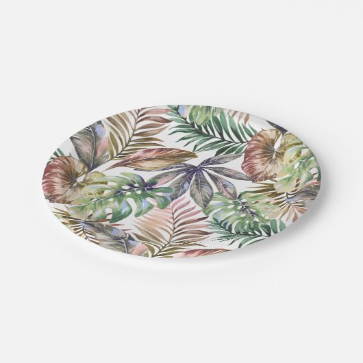 Tropisch papier Borden Tropisch Monstera Leaf Deco Papieren Bordje (Gekanteld)